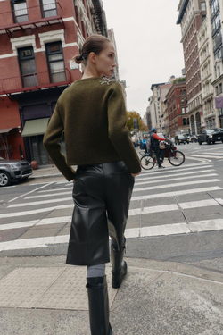 ZARA КАРДИГАН С БУСИНАМИ, ЗЕЛЕНЫЙ