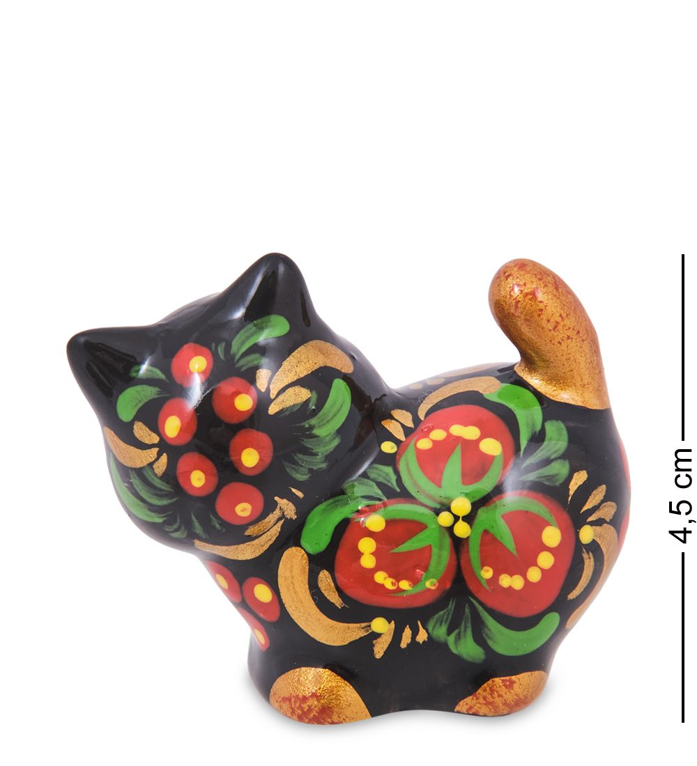 ГЛ- 963 Фигурка «Кот-Хвост» хохлома (Гжельский фарфор)