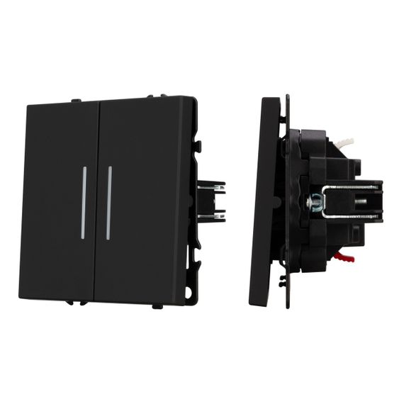 Механизм выключателя двухклавишный проходной LED SWT-NOBE-MKP2-SFPL-L-BK (230V, 10A) Arlight 054267