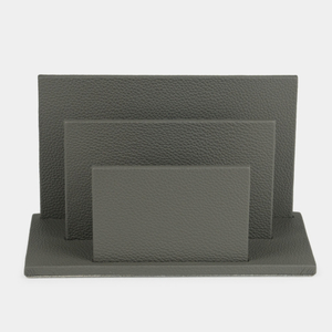 Подставка для визиток и бумаг из натуральной кожи теленка, серого цвета