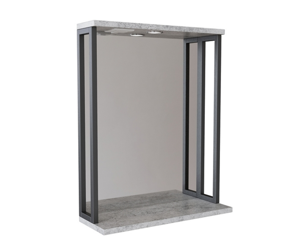 Зеркальный шкаф "БРУКЛИН" 60 Бетон с подсветкой ЛОФТ (ЛДСП)
