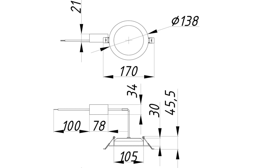 Светильник LED Geniled Сейлинг встраиваемый 10Вт 4000К 90Ra IP54