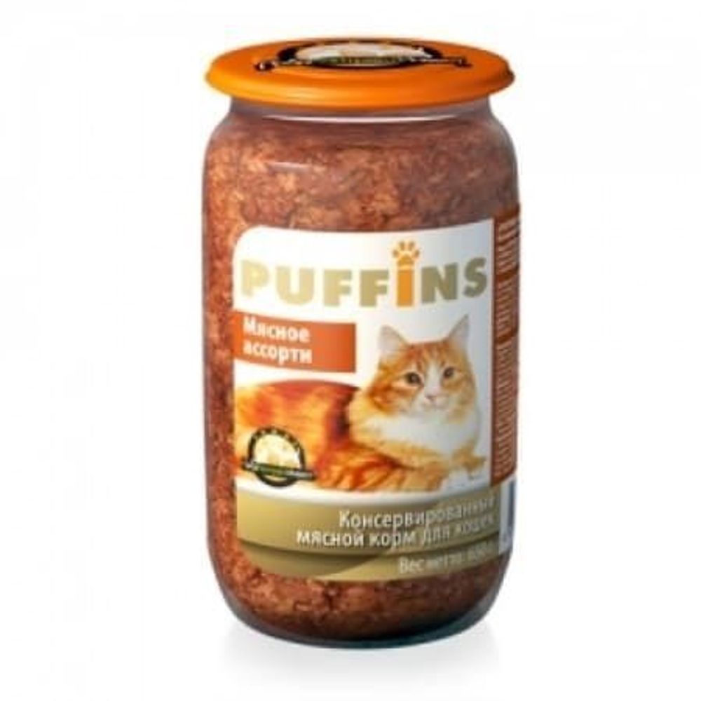 Puffins кон.650 г для кошек Мясное ассорти (СТЕКЛО)