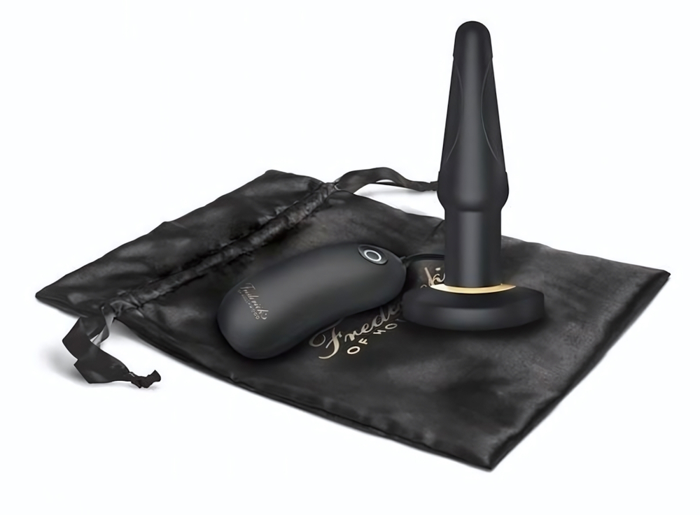 Черный анальный плаг с выносным пультом (Цвет: черный)