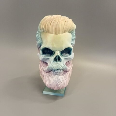 Бородатый череп фигурка для декора интерьера, арт-объект, 3D печать, 24,5 см., градиентный