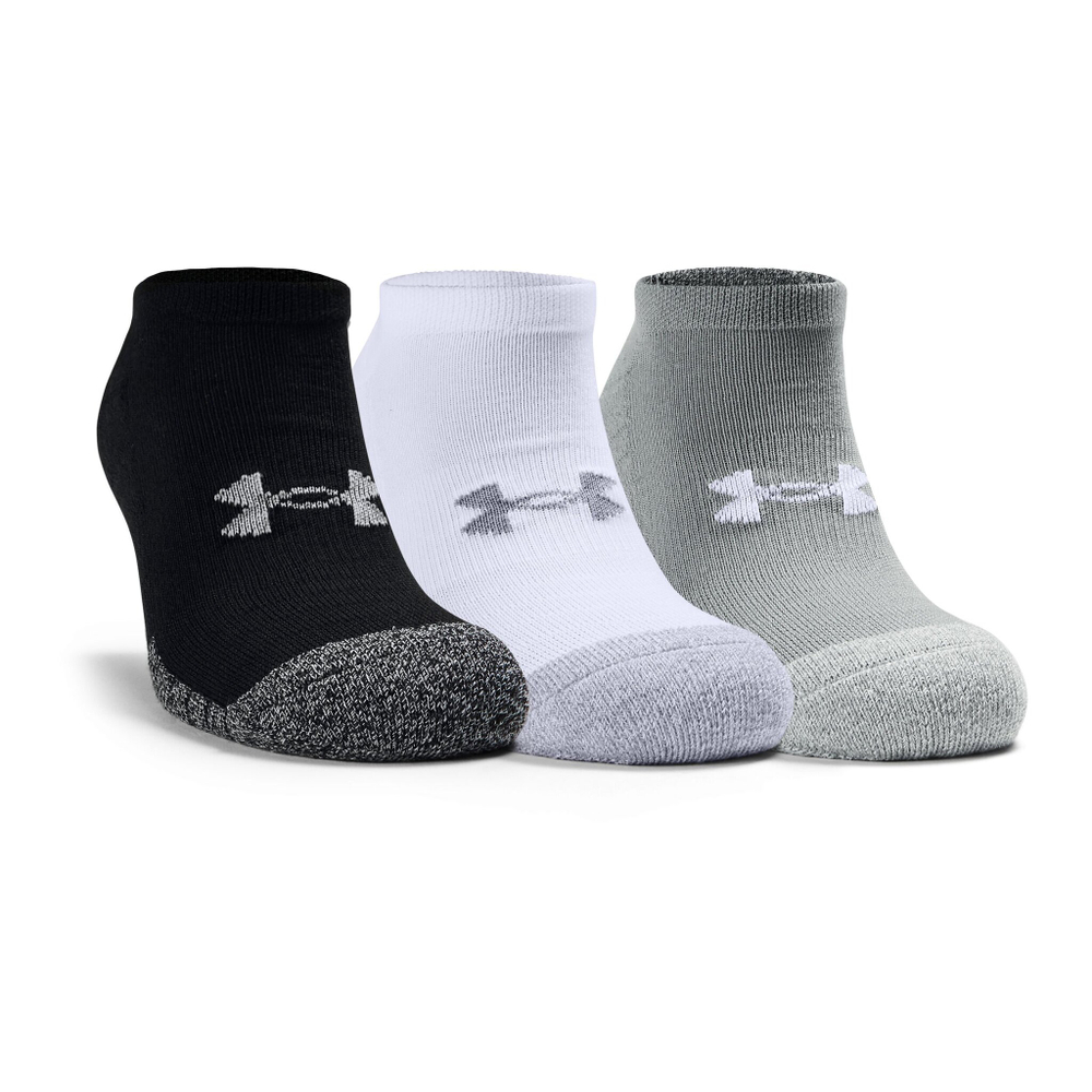 Under Armour Heatgear No Show Sports Socks - Grey, White