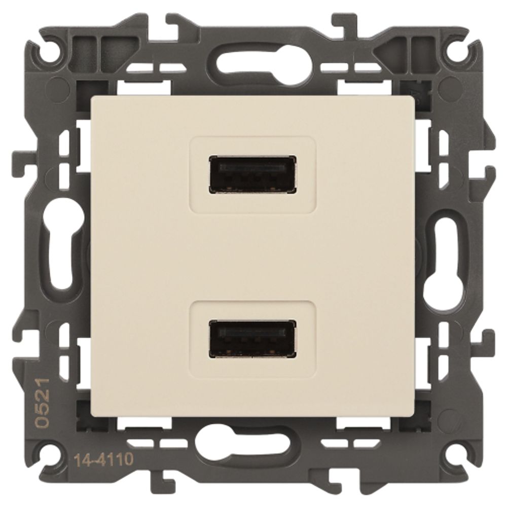 14-4110-02 ЭРА Устройство зарядное USB, 230В/5В-2100мА, IP20, Эра Elegance, сл.кость