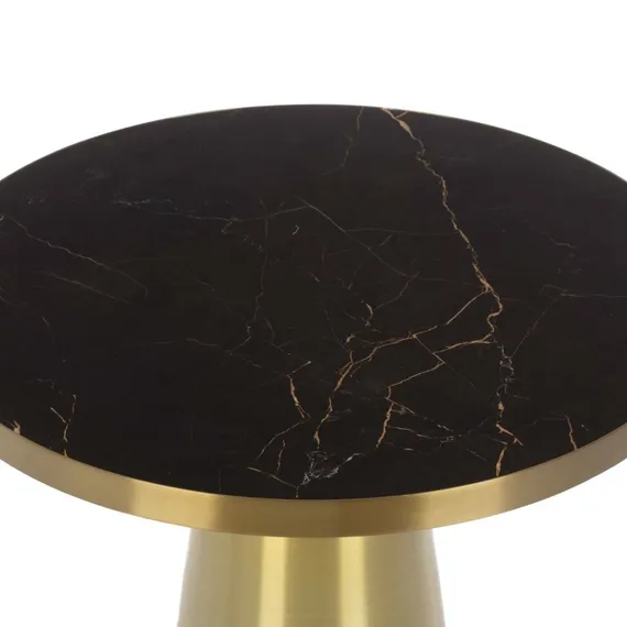 Кофейный стол Vaso Marable Ø80х44 см, черный мрамор, бронза