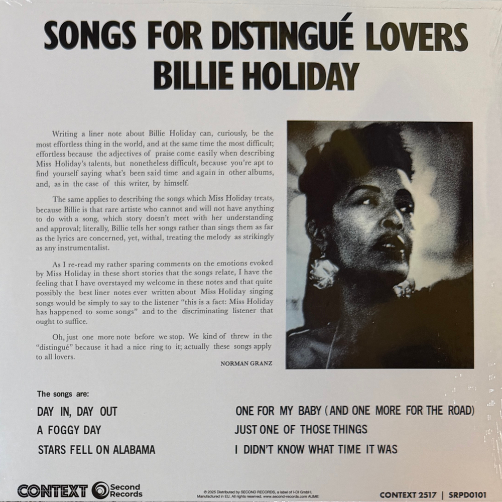 Billie Holiday – Songs For Distingué Lovers (Европа 2025г.) Т