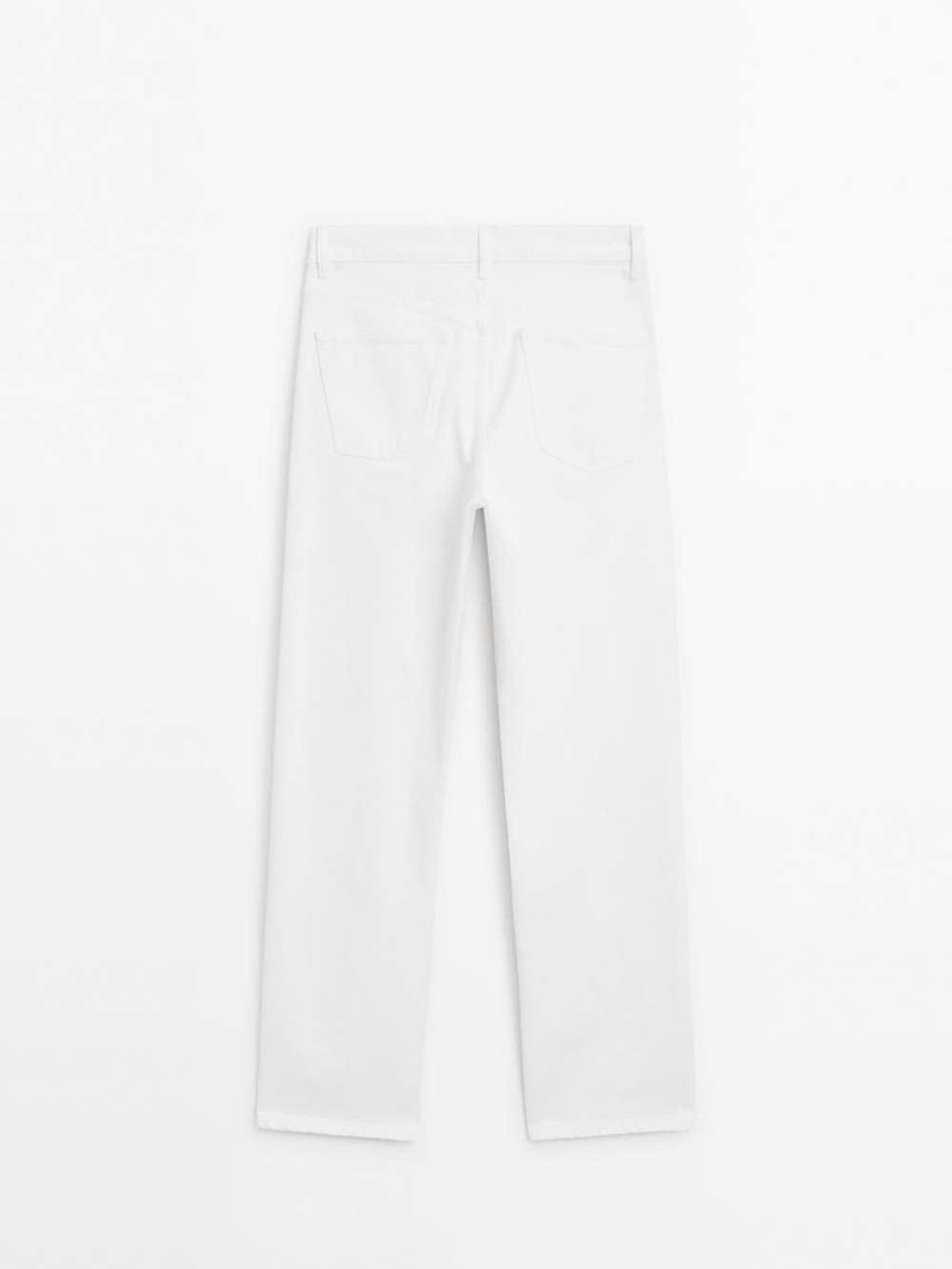 Massimo Dutti Джинсы прямого кроя со средней посадкой, Натуральный, кремовый