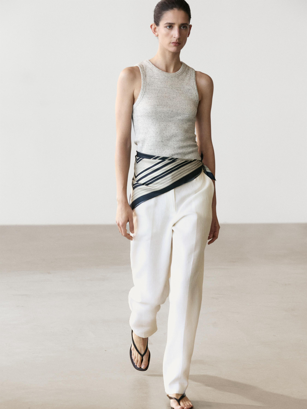 Massimo Dutti Брюки из льна, экрю