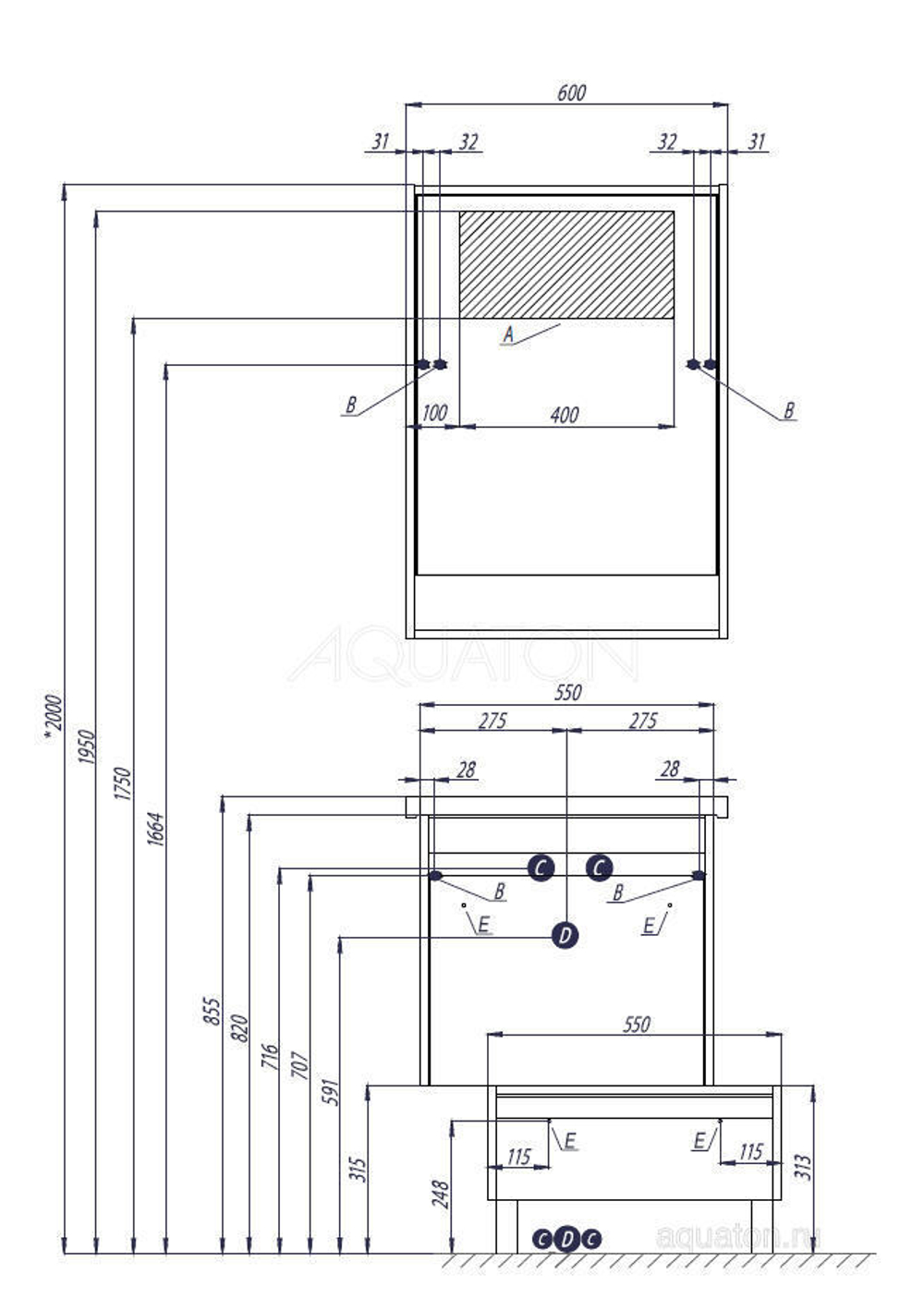 Комод Aquaton Капри 60 таксония темная 1A231003KPDB0