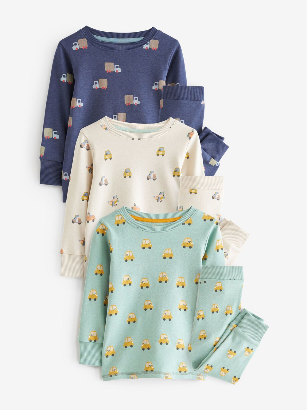 Пижама для мальчика Next 228-163, 3 шт., Синий, Молочный, Мятный