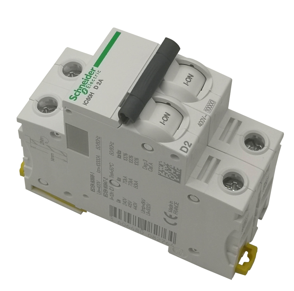 Автоматический выключатель Schneider Electric iC60H D 2P 2A 10кА  A9F85202 Серия Acti 9 два полюса 2 ампера ток расцепления D 10 килоампер