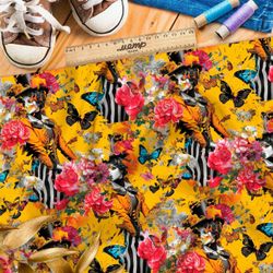 Ткань премиум дюспо эклектичный коллаж