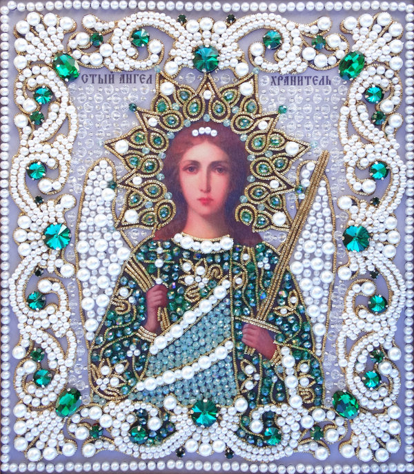 ЖС-8-ЗИ Набор для вышивания хрустальными камнями Ангел Хранитель (изумрудный)