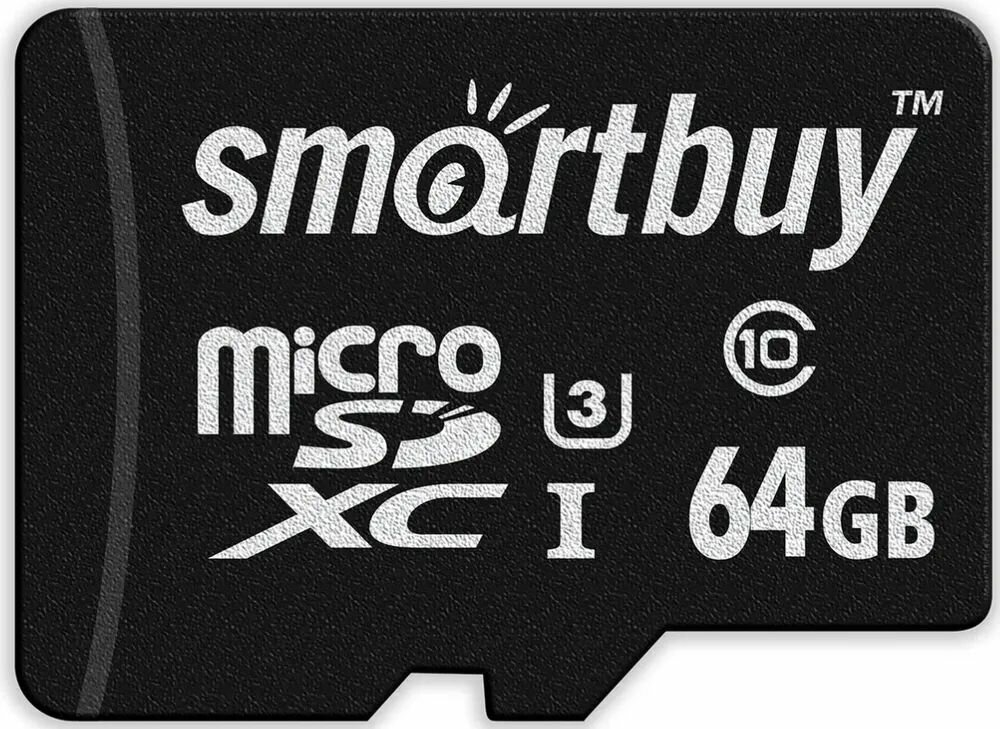 Карта памяти MicroSDXC 64GB Smart Buy Сlass 10  Advanced U3 V30 A1 (55/90 Mb/s)+ SD адаптер