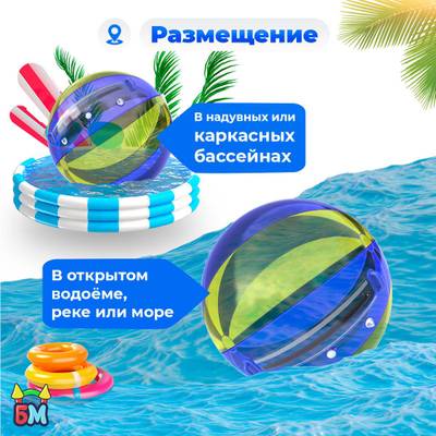 Аттракцион Водный шар ПВХ «Желто-голубой» 2*2*2 м