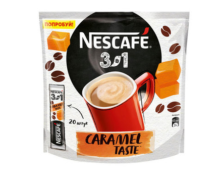 Кофе растворимый Nescafe Classic карамельный 3 в 1, 20 стиков (Нескафе)