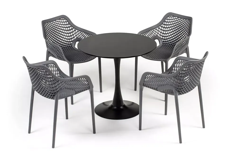 "Беллини" обеденная группа на 4 персоны, цвет темно-серый