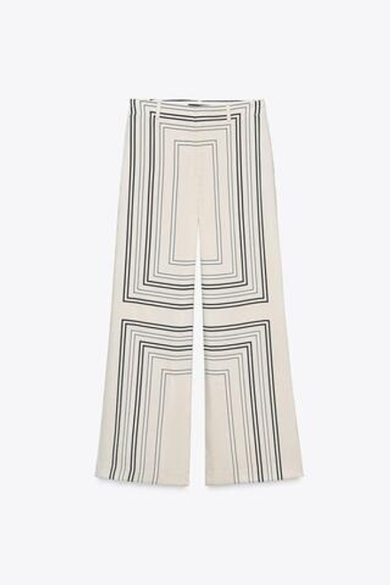 ZARA БРЮКИ С ПРИНТОМ — ZW COLLECTION, ЭКРЮ