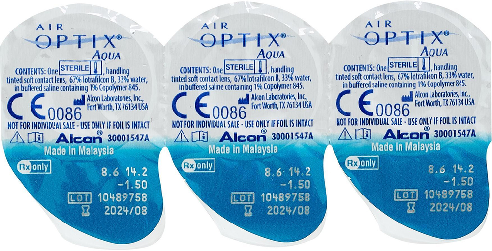 AIR OPTIX AQUA (Эйр Оптикс Аква) 3 линзы оптическая сила от -0.5 до -10.0