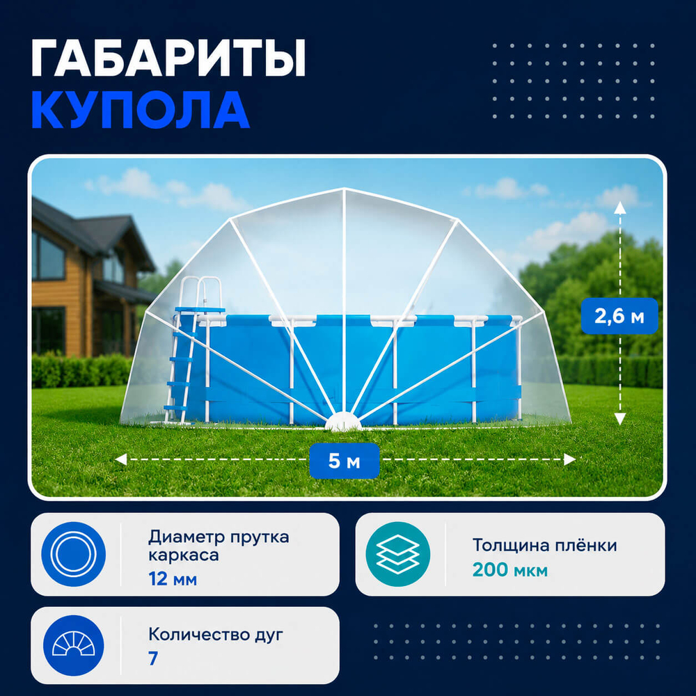 Наземный купол для бассейна ø 5 м