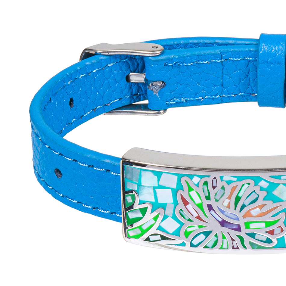 Браслет Fiore Luna на голубом кожаном ремешке CB03598-16A