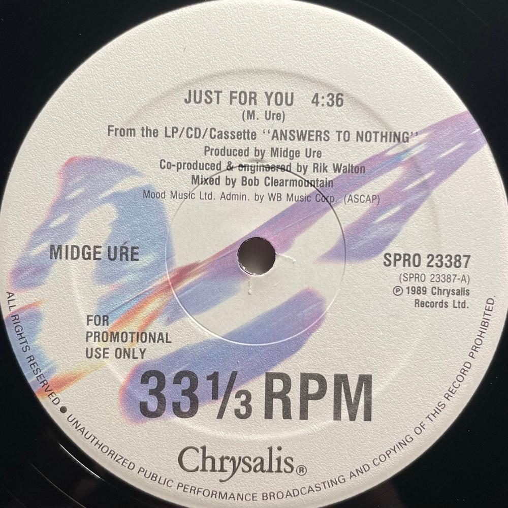 Midge Ure ‎– Just For You (США 1989г.) EP