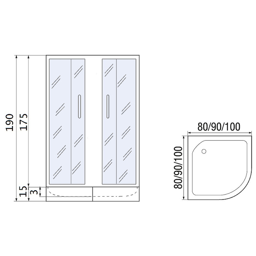 Душевой уголок River Don Light 80x80 MT 10000008312 с поддоном