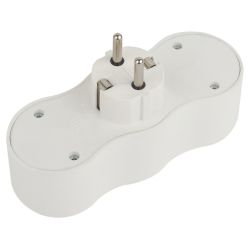 Разветвитель электрический ЭРА SPx-3e-W на 3 розетки с заземлением 16А белый | Тройники