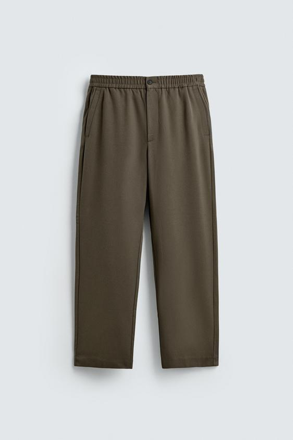 ZARA БРЮКИ-ДЖОГГЕРЫ КЛАССИЧЕСКОГО КРОЯ, ОЛИВКОВЫЙ