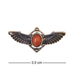 AM-4218 Брошь «Жук Крылатый» (латунь, янтарь)