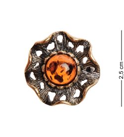 AM-2842 Кольцо «Ветерок» (латунь, янтарь)