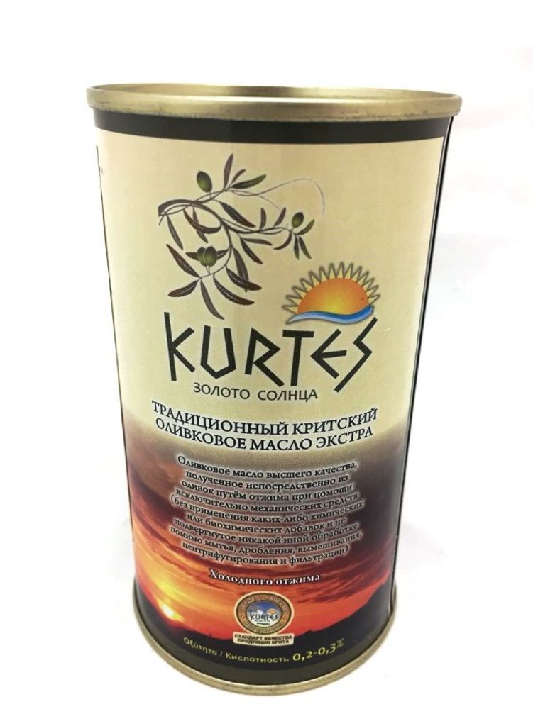 KURTES масло оливковое Extra virgin, жестяная банка 500 мл