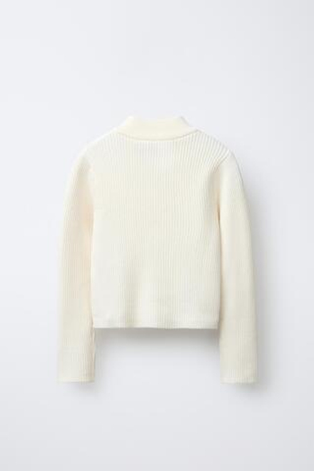 ZARA X CHAMPION ® ДЖЕМПЕР В РУБЧИК С ВОРОТНИКОМ-СТОЙКОЙ, ЭКРЮ