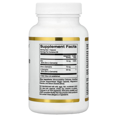 California Gold Nutrition, комплекс с цинк-L-карнозином, 90 вегетарианских капсул