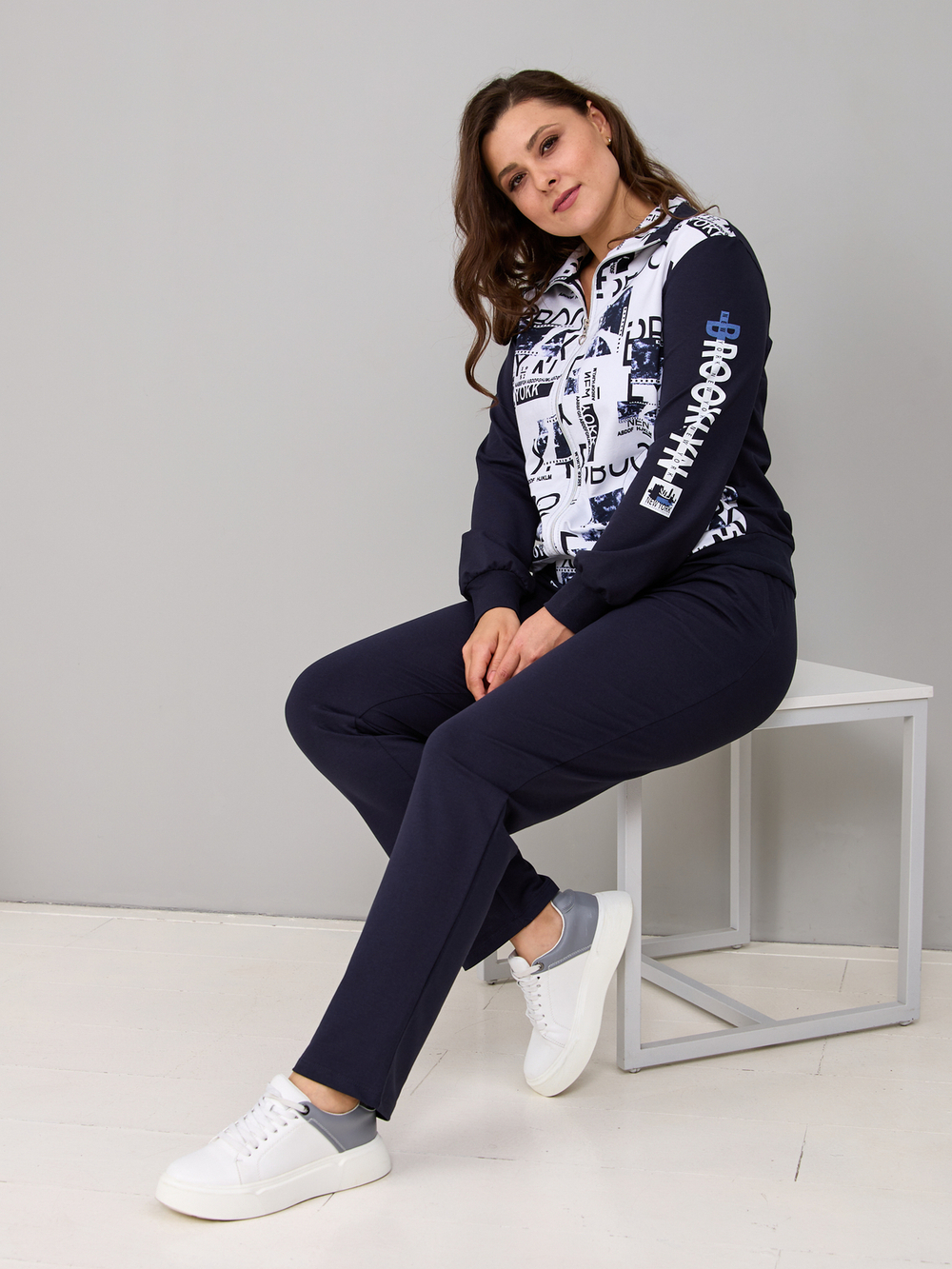 Костюм с брюками КБ-384/тсиний-бруклин