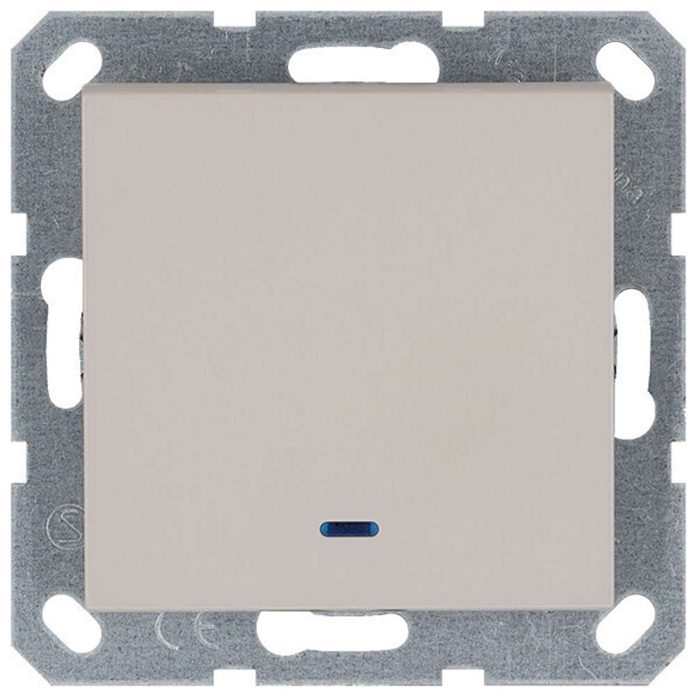 Выключатель одноклавишный со светодиодом 10A 250V~ с накладкой, цвет Тауп