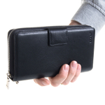 Мужской чёрный клатч портмоне из натуральной кожи GALIB 7M245