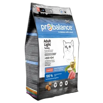 Сухой корм Probalance Adult Light Turkey для кошек с нормальной и низкой активностью с индейкой