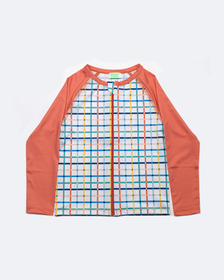 Купальный топ детский QAZAQ SOUL с длинным рукавом унисекс В клетку