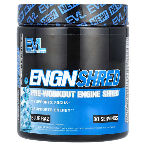 EVLution Nutrition, ENGN® Shred, предтренировочный комплекс Engine Shred®, Blue Raz, 240 г (8,5 унции)