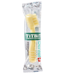 Зубная щетка Титбит Дентал+ для собак маленьких пород, с сыром, 13гр.