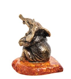 Народные промыслы AM-2251 Фигурка «Слоны» (латунь, янтарь)