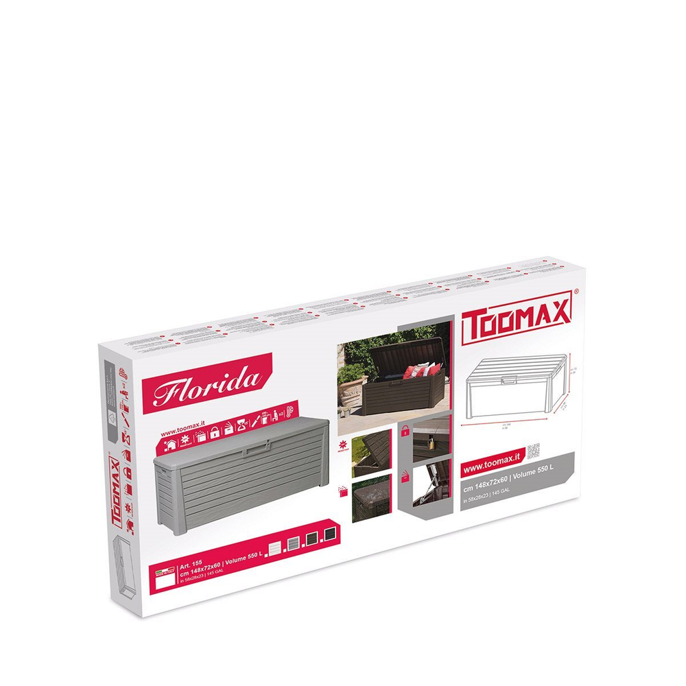 Пластиковый сундук Toomax Florida 550 л grey