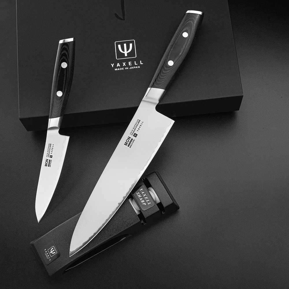 Набор ножей 2шт и точилка Yaxell Mon 3 слоя