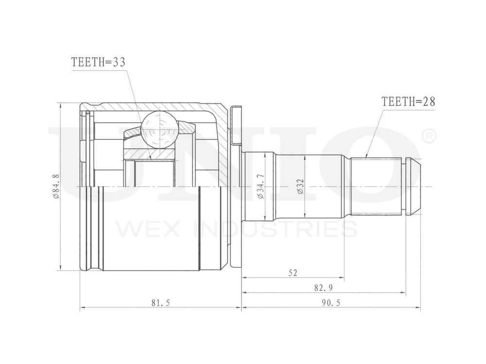 ШРУС внутренний левый UNIO CVJ-30057