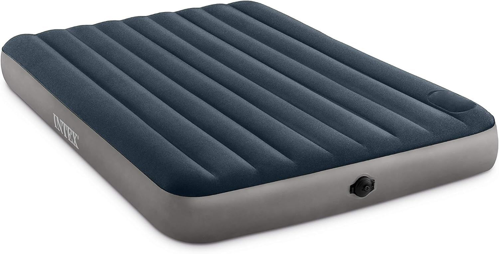 Двуспальный надувной матрас Intex Single-High Airbed (Queen), 152х203х25 см, со встроенным насосом от батареек