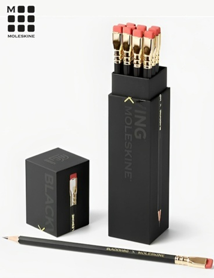 Набор карандашей FIRM Blackwing x Moleskine (EWBKWSU01F12SET) красный ластик, золотой зажим, 12 шт. в футляре